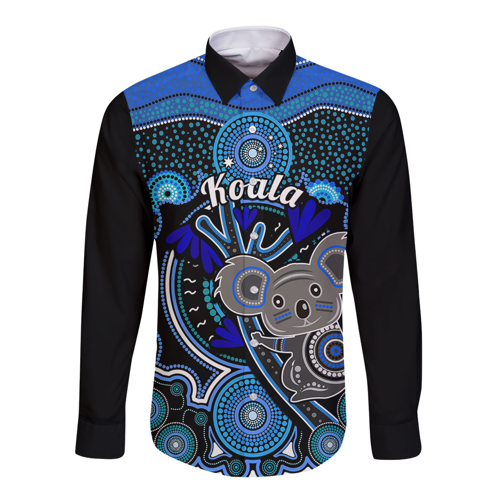 personalised-australian-astrology-long-sleeve-button-shirt-aboriginal-koala-zodiac-sign