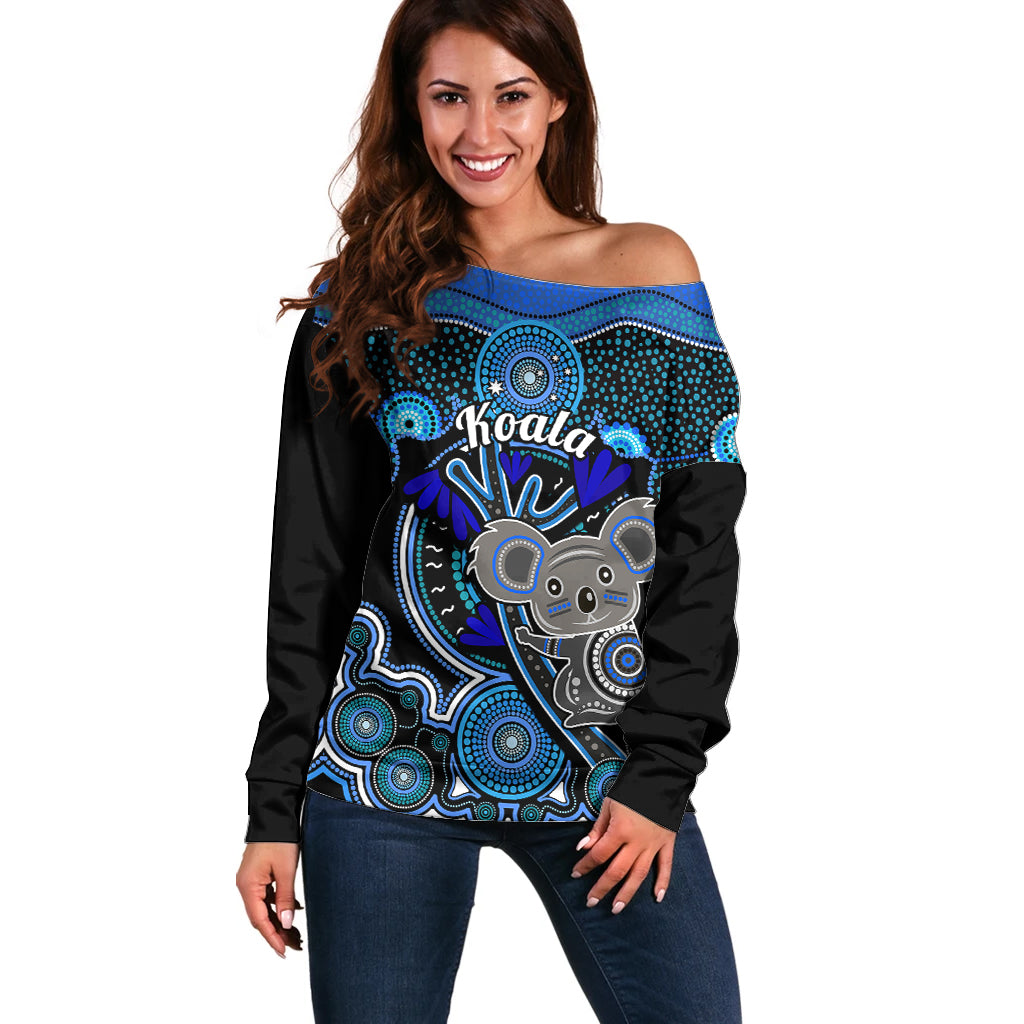 personalised-australian-astrology-off-shoulder-sweater-aboriginal-koala-zodiac-sign