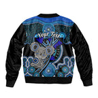 personalised-australian-astrology-sleeve-zip-bomber-jacket-aboriginal-koala-zodiac-sign