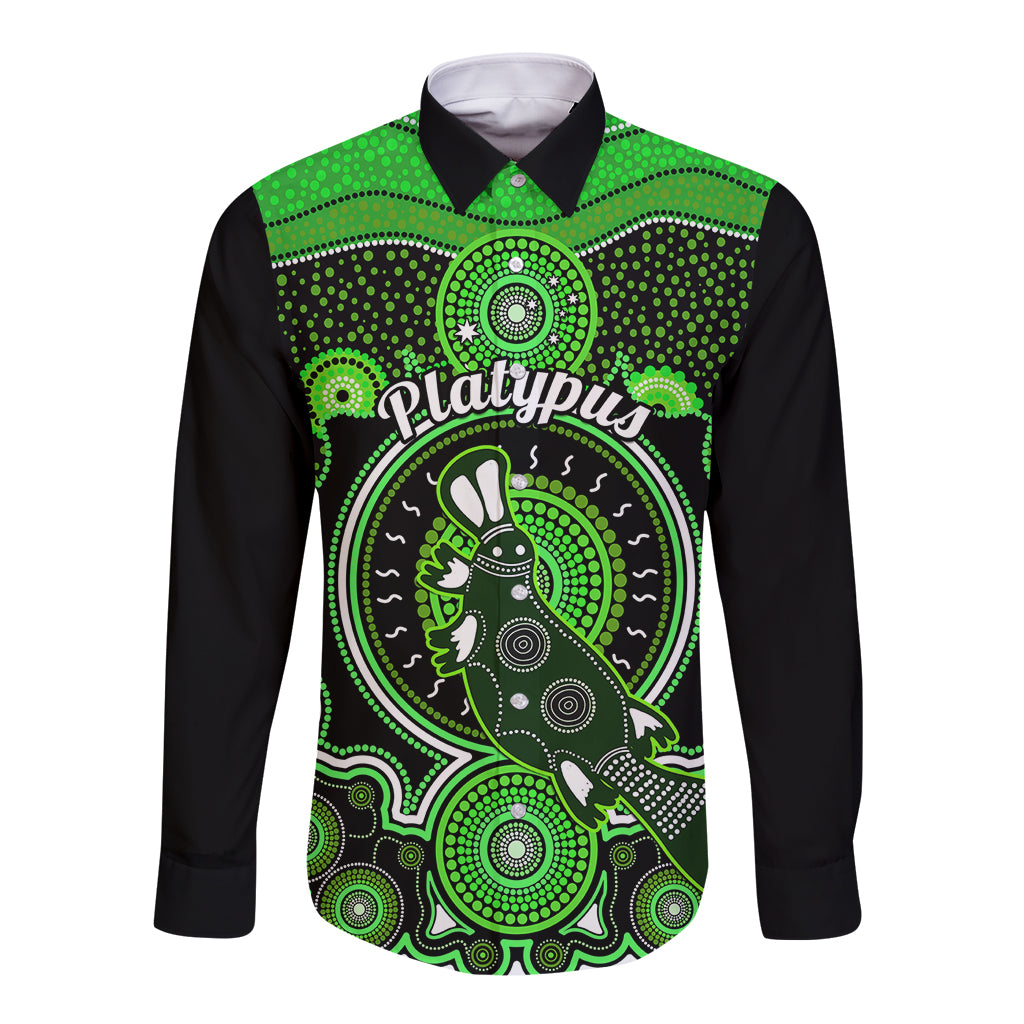personalised-australian-astrology-long-sleeve-button-shirt-aboriginal-platypus-zodiac-sign
