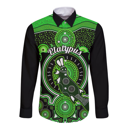 personalised-australian-astrology-long-sleeve-button-shirt-aboriginal-platypus-zodiac-sign