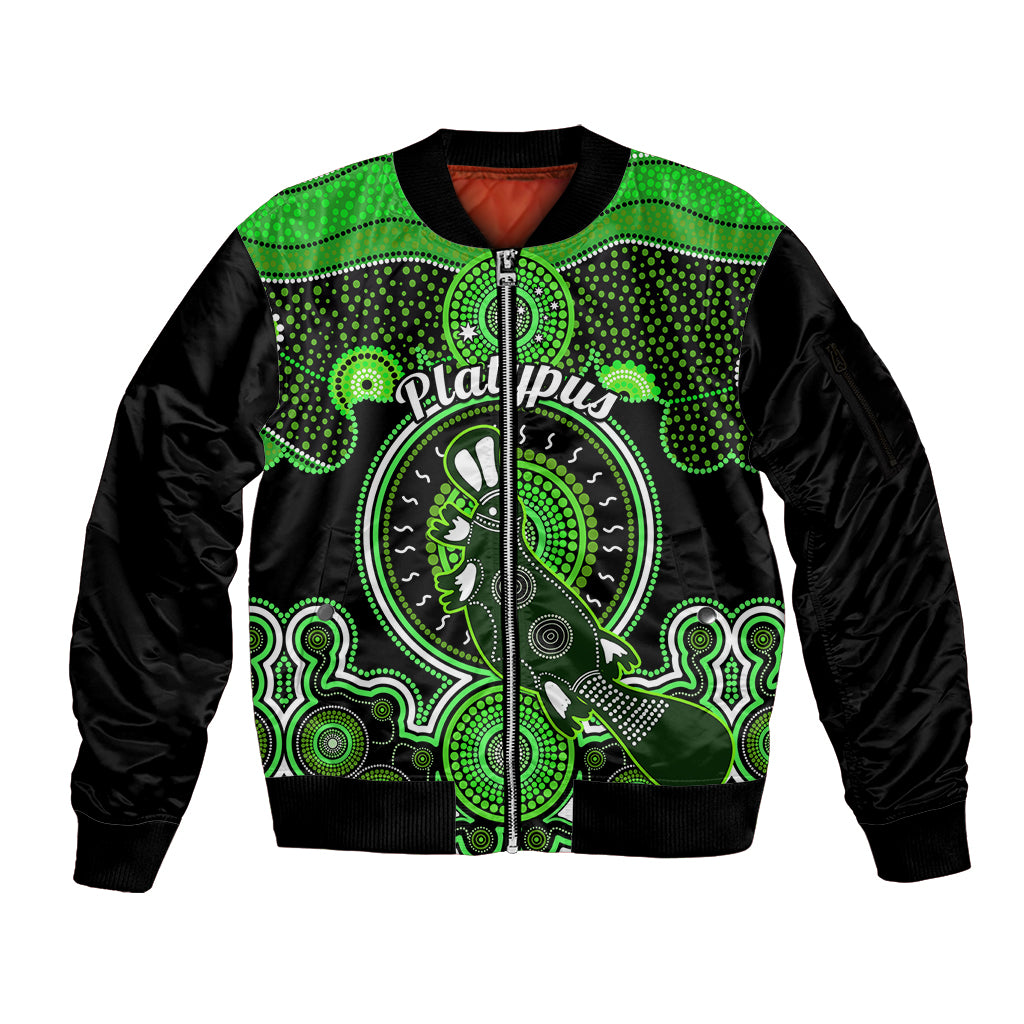 personalised-australian-astrology-sleeve-zip-bomber-jacket-aboriginal-platypus-zodiac-sign