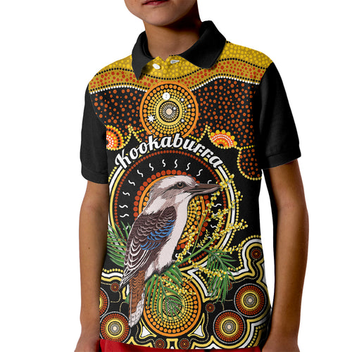 personalised-australian-astrology-kid-polo-shirt-aboriginal-kookaburra-zodiac-sign