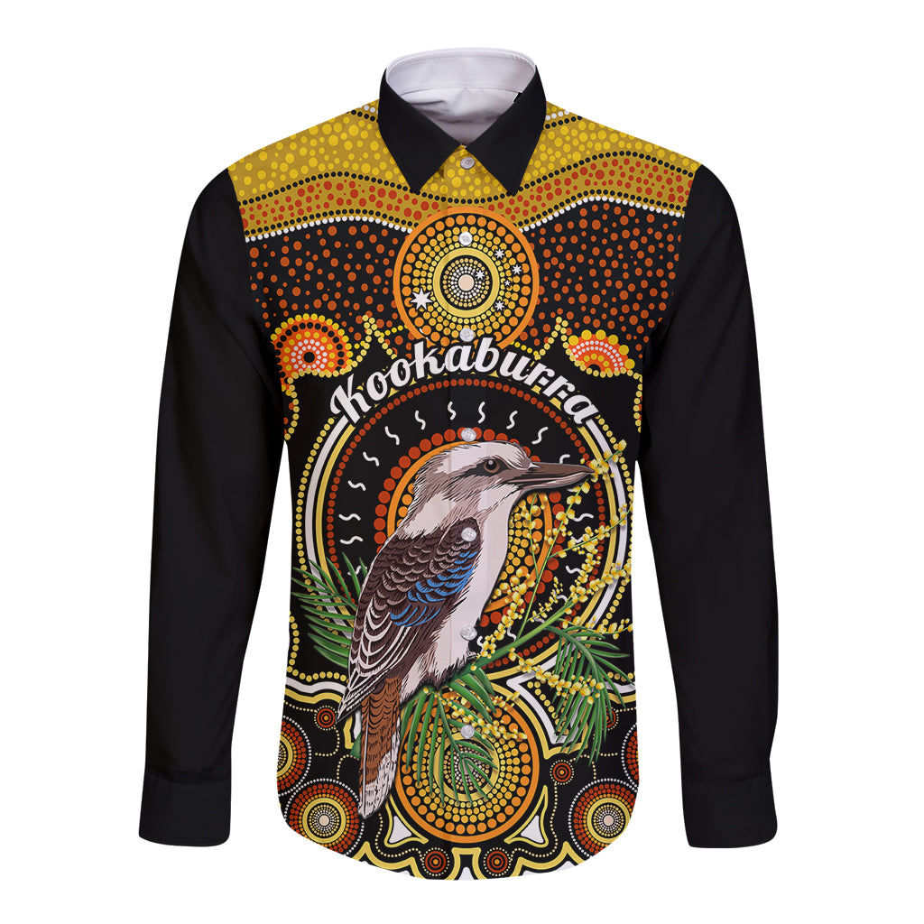 personalised-australian-astrology-long-sleeve-button-shirt-aboriginal-kookaburra-zodiac-sign
