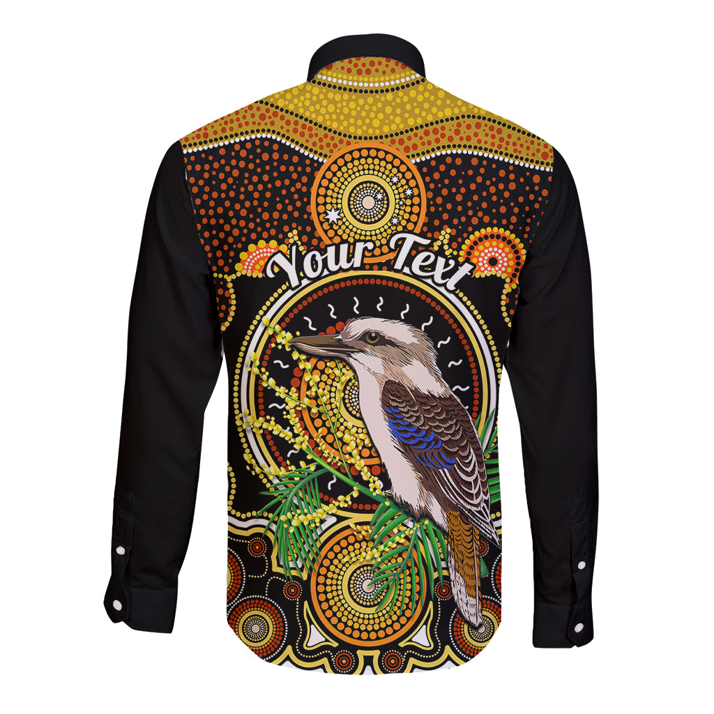personalised-australian-astrology-long-sleeve-button-shirt-aboriginal-kookaburra-zodiac-sign