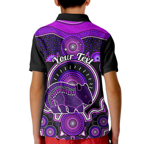 personalised-australian-astrology-kid-polo-shirt-aboriginal-wombat-zodiac-sign