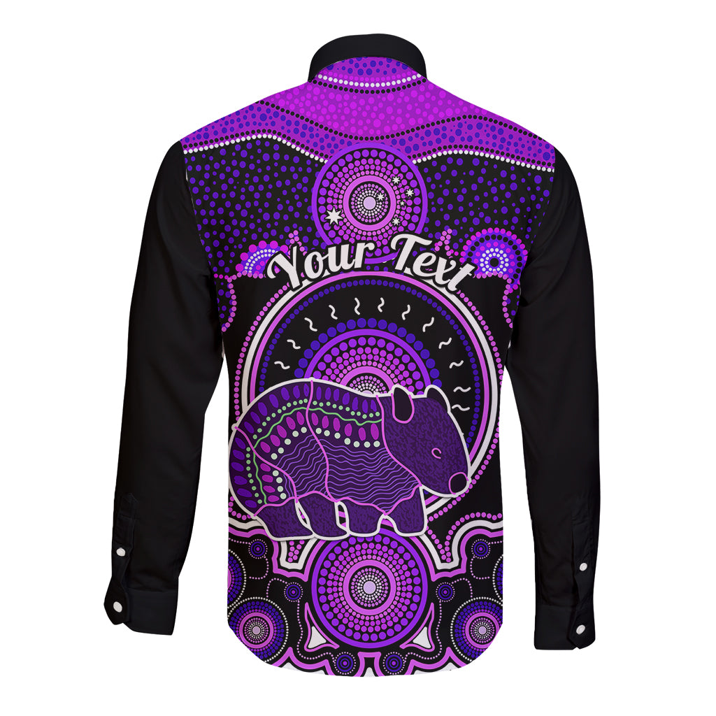 personalised-australian-astrology-long-sleeve-button-shirt-aboriginal-wombat-zodiac-sign