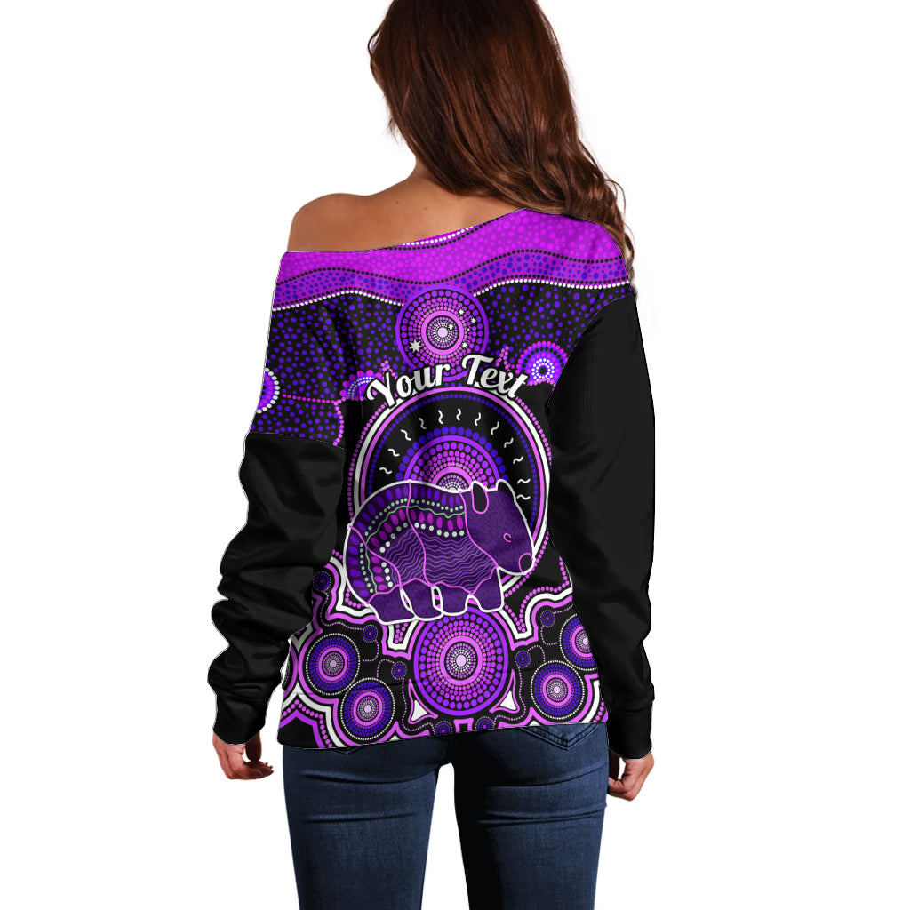 personalised-australian-astrology-off-shoulder-sweater-aboriginal-wombat-zodiac-sign