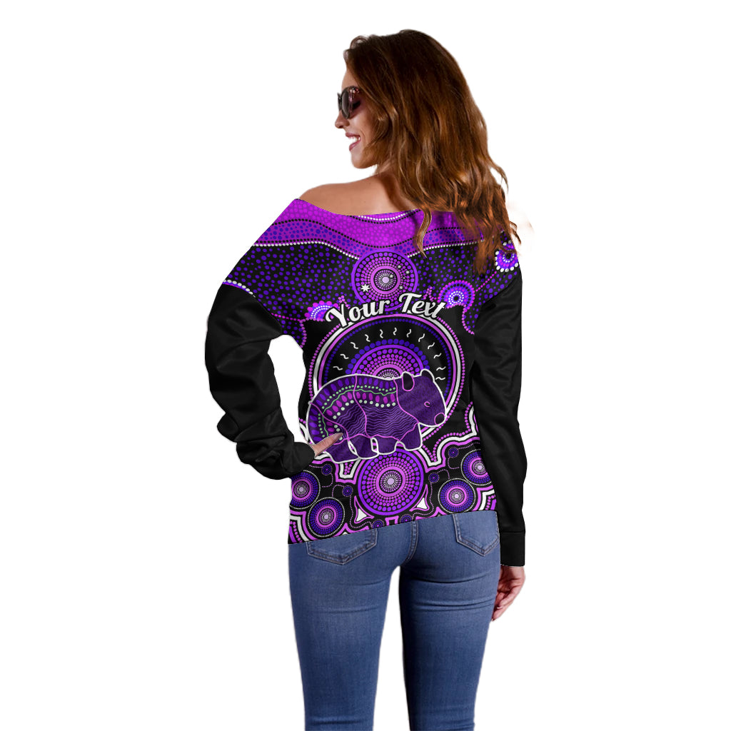 personalised-australian-astrology-off-shoulder-sweater-aboriginal-wombat-zodiac-sign