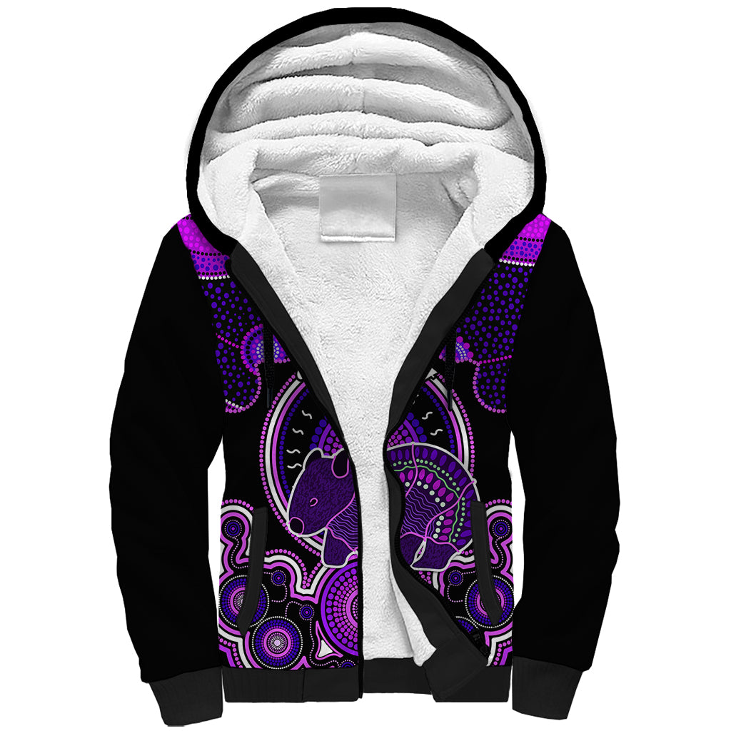 personalised-australian-astrology-sherpa-hoodie-aboriginal-wombat-zodiac-sign