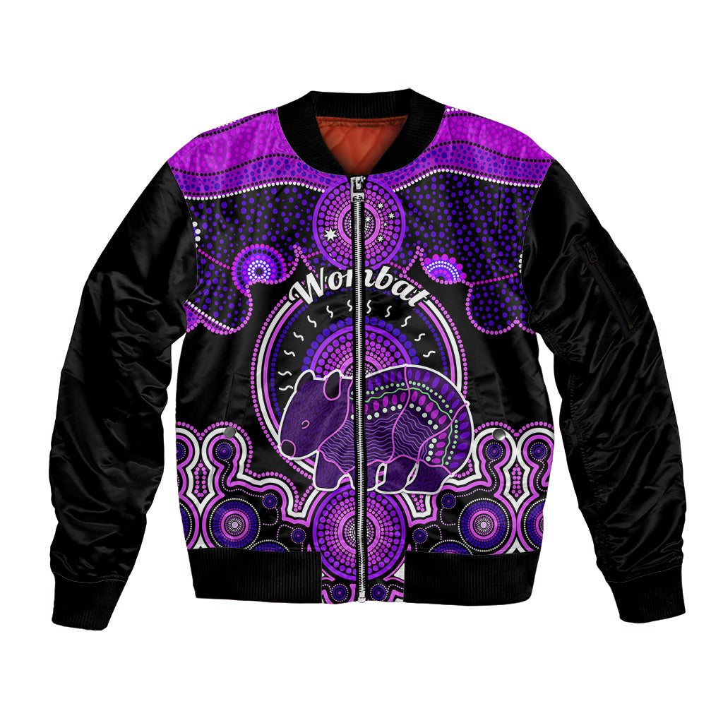 personalised-australian-astrology-sleeve-zip-bomber-jacket-aboriginal-wombat-zodiac-sign