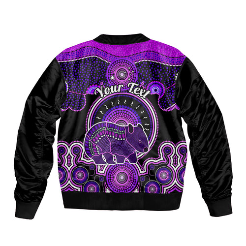 personalised-australian-astrology-sleeve-zip-bomber-jacket-aboriginal-wombat-zodiac-sign