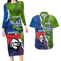 Personalised Knights and Raiders Couples Matching Long Sleeve Bodycon Dress and Hawaiian Shirt Dynamic Sporty Version