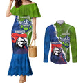 Personalised Knights and Raiders Couples Matching Mermaid Dress and Long Sleeve Button Shirt Dynamic Sporty Version