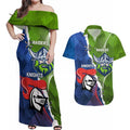 Personalised Knights and Raiders Couples Matching Off Shoulder Maxi Dress and Hawaiian Shirt Dynamic Sporty Version