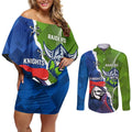 Personalised Knights and Raiders Couples Matching Off Shoulder Short Dress and Long Sleeve Button Shirt Dynamic Sporty Version