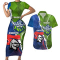 Personalised Knights and Raiders Couples Matching Short Sleeve Bodycon Dress and Hawaiian Shirt Dynamic Sporty Version