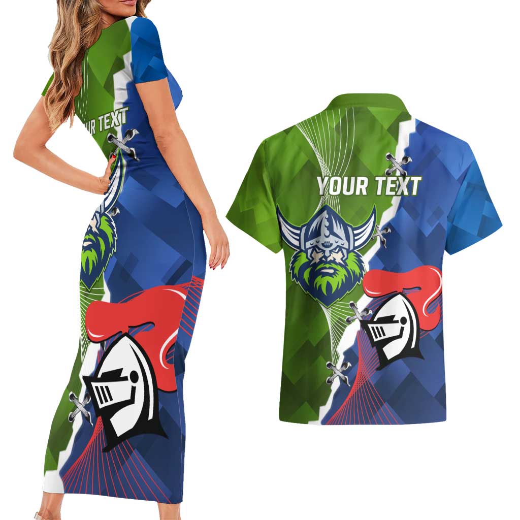 Personalised Knights and Raiders Couples Matching Short Sleeve Bodycon Dress and Hawaiian Shirt Dynamic Sporty Version