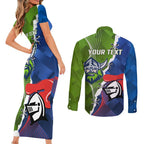 Personalised Knights and Raiders Couples Matching Short Sleeve Bodycon Dress and Long Sleeve Button Shirt Dynamic Sporty Version