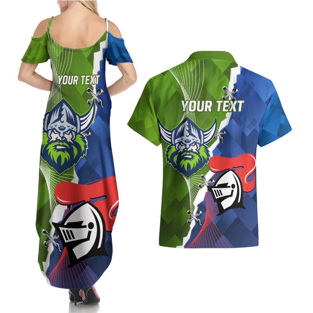 Personalised Knights and Raiders Couples Matching Summer Maxi Dress and Hawaiian Shirt Dynamic Sporty Version