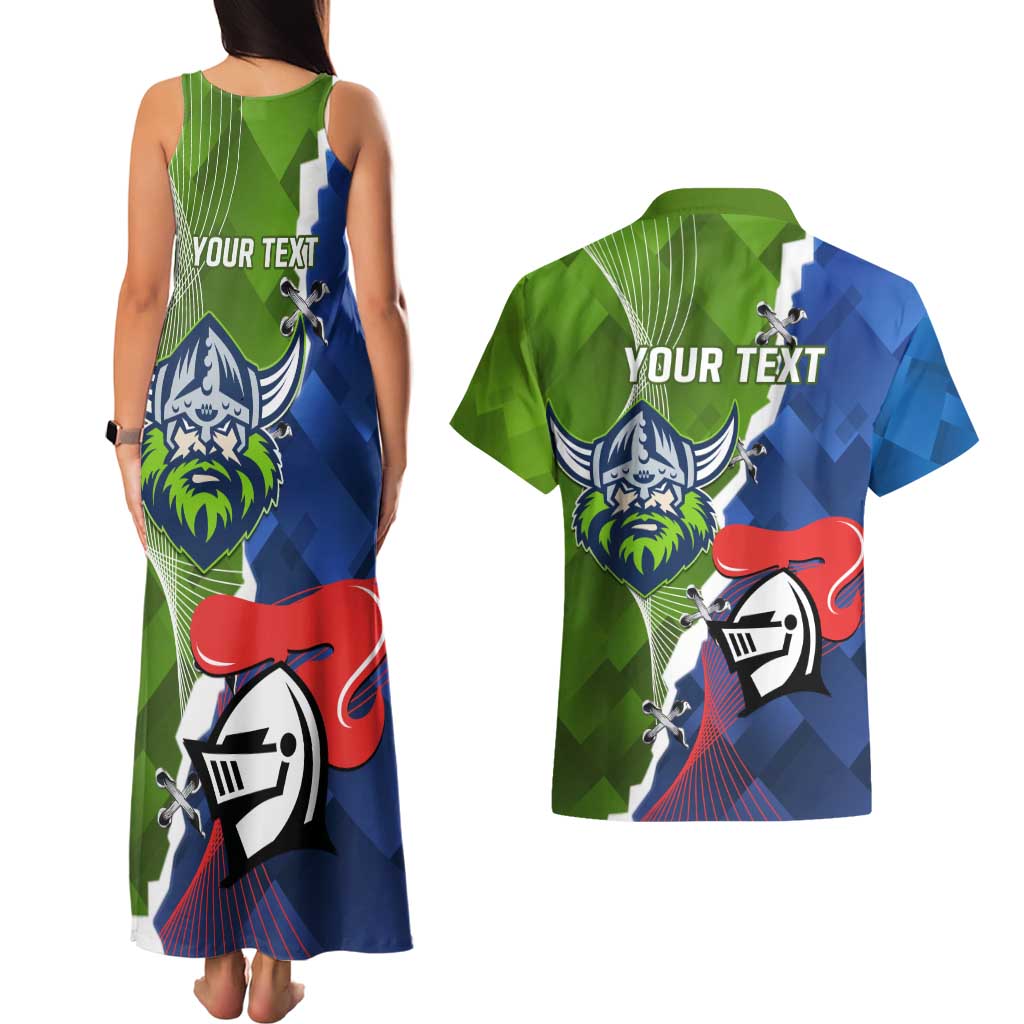 Personalised Knights and Raiders Couples Matching Tank Maxi Dress and Hawaiian Shirt Dynamic Sporty Version