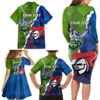 Personalised Knights and Raiders Family Matching Long Sleeve Bodycon Dress and Hawaiian Shirt Dynamic Sporty Version