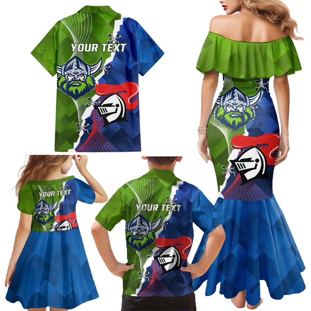 Personalised Knights and Raiders Family Matching Mermaid Dress and Hawaiian Shirt Dynamic Sporty Version