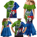 Personalised Knights and Raiders Family Matching Mermaid Dress and Hawaiian Shirt Dynamic Sporty Version