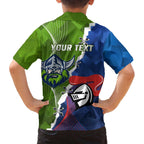 Personalised Knights and Raiders Family Matching Off The Shoulder Long Sleeve Dress and Hawaiian Shirt Dynamic Sporty Version