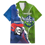 Personalised Knights and Raiders Family Matching Off The Shoulder Long Sleeve Dress and Hawaiian Shirt Dynamic Sporty Version