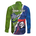 Personalised Knights and Raiders Family Matching Off The Shoulder Long Sleeve Dress and Hawaiian Shirt Dynamic Sporty Version