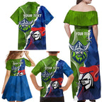 Personalised Knights and Raiders Family Matching Off Shoulder Maxi Dress and Hawaiian Shirt Dynamic Sporty Version
