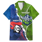 Personalised Knights and Raiders Family Matching Off Shoulder Maxi Dress and Hawaiian Shirt Dynamic Sporty Version