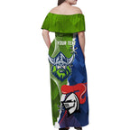 Personalised Knights and Raiders Family Matching Off Shoulder Maxi Dress and Hawaiian Shirt Dynamic Sporty Version