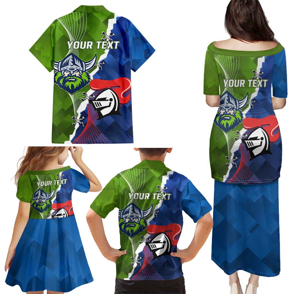 Personalised Knights and Raiders Family Matching Puletasi and Hawaiian Shirt Dynamic Sporty Version