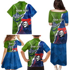 Personalised Knights and Raiders Family Matching Puletasi and Hawaiian Shirt Dynamic Sporty Version
