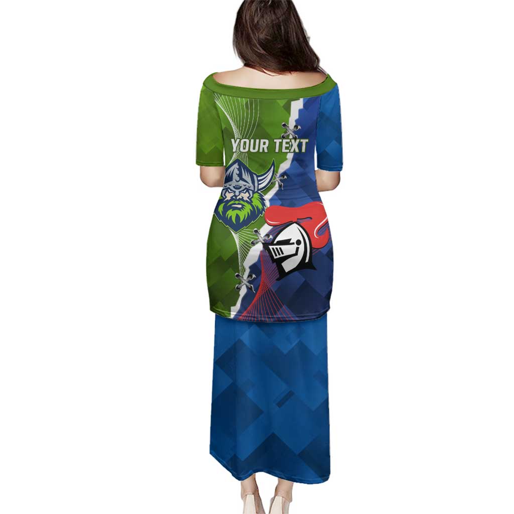 Personalised Knights and Raiders Family Matching Puletasi and Hawaiian Shirt Dynamic Sporty Version