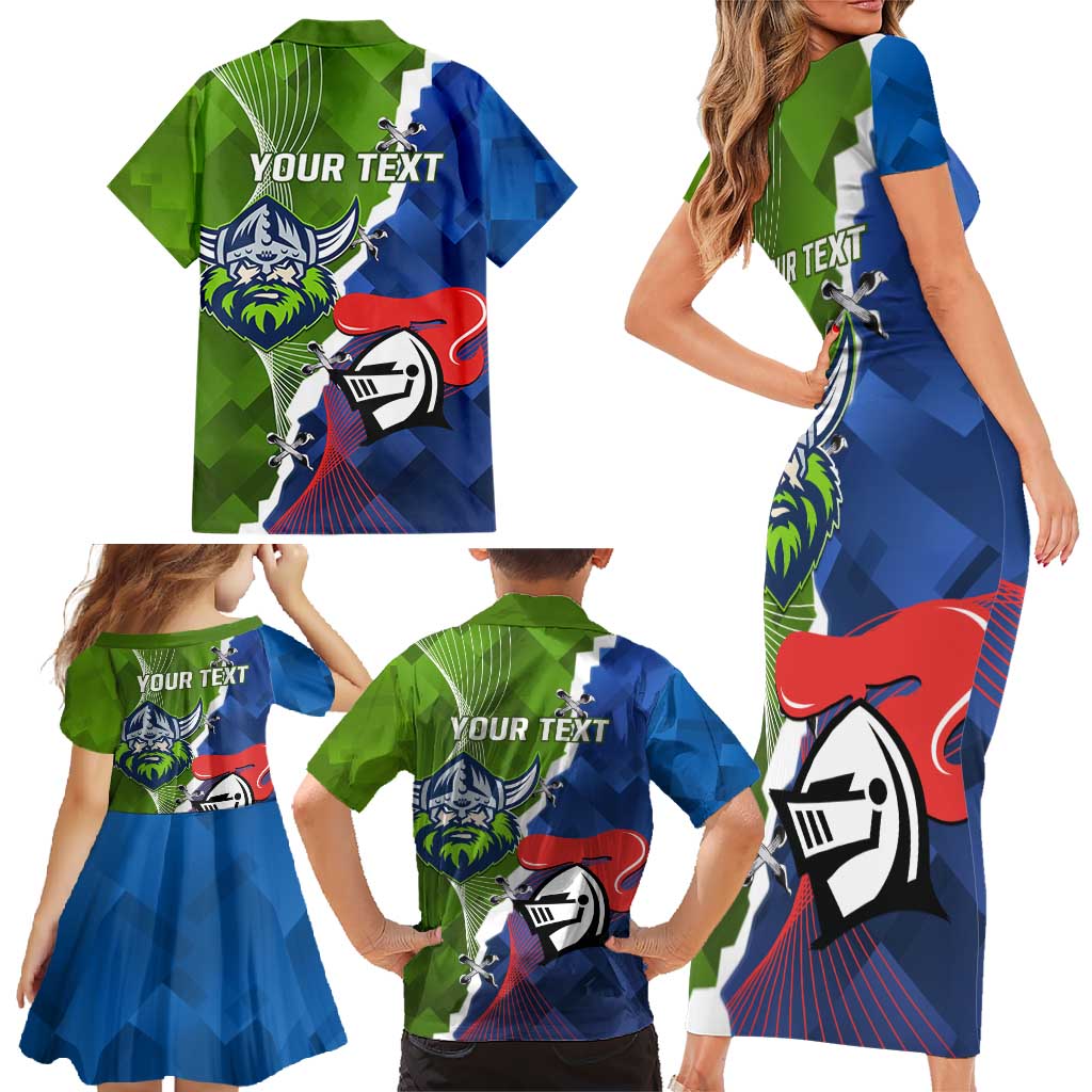 Personalised Knights and Raiders Family Matching Short Sleeve Bodycon Dress and Hawaiian Shirt Dynamic Sporty Version