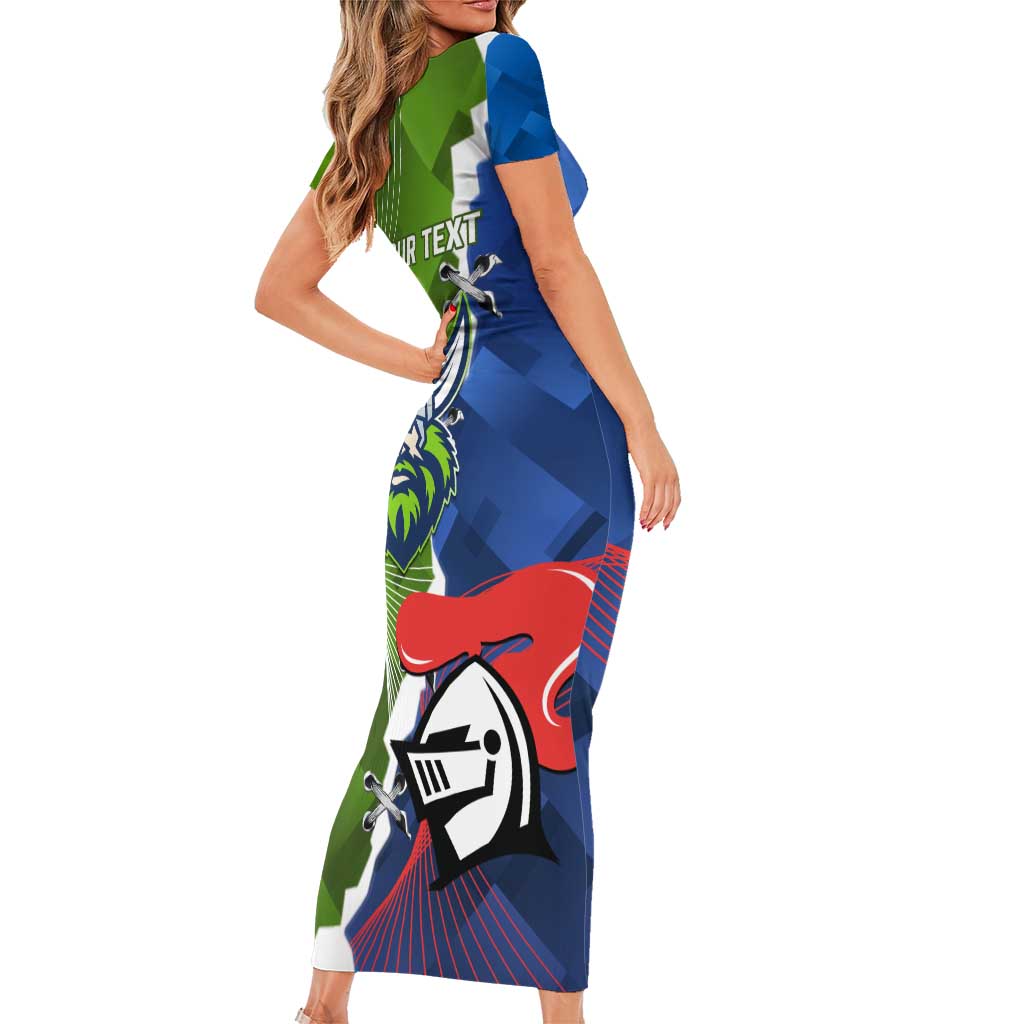 Personalised Knights and Raiders Family Matching Short Sleeve Bodycon Dress and Hawaiian Shirt Dynamic Sporty Version