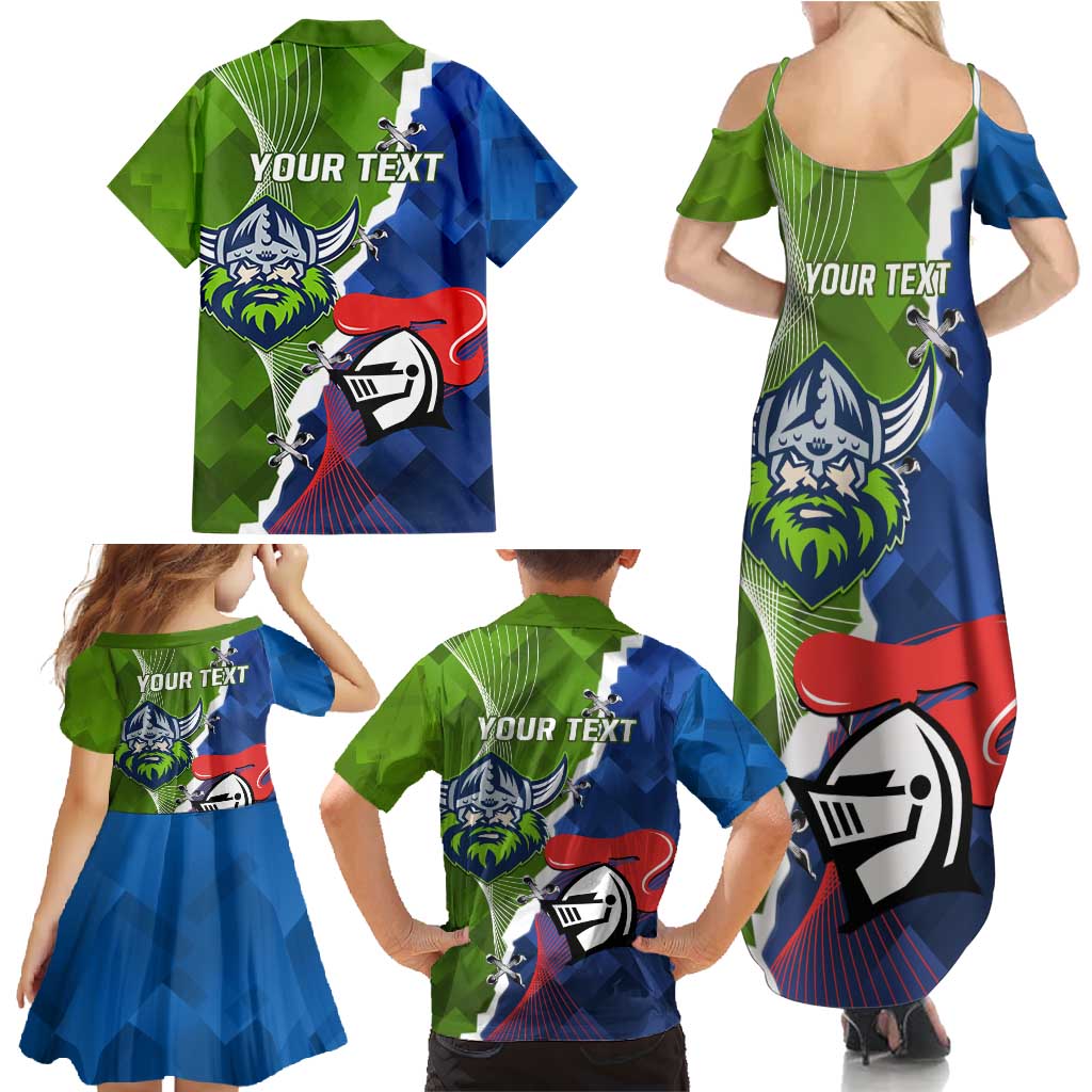 Personalised Knights and Raiders Family Matching Summer Maxi Dress and Hawaiian Shirt Dynamic Sporty Version