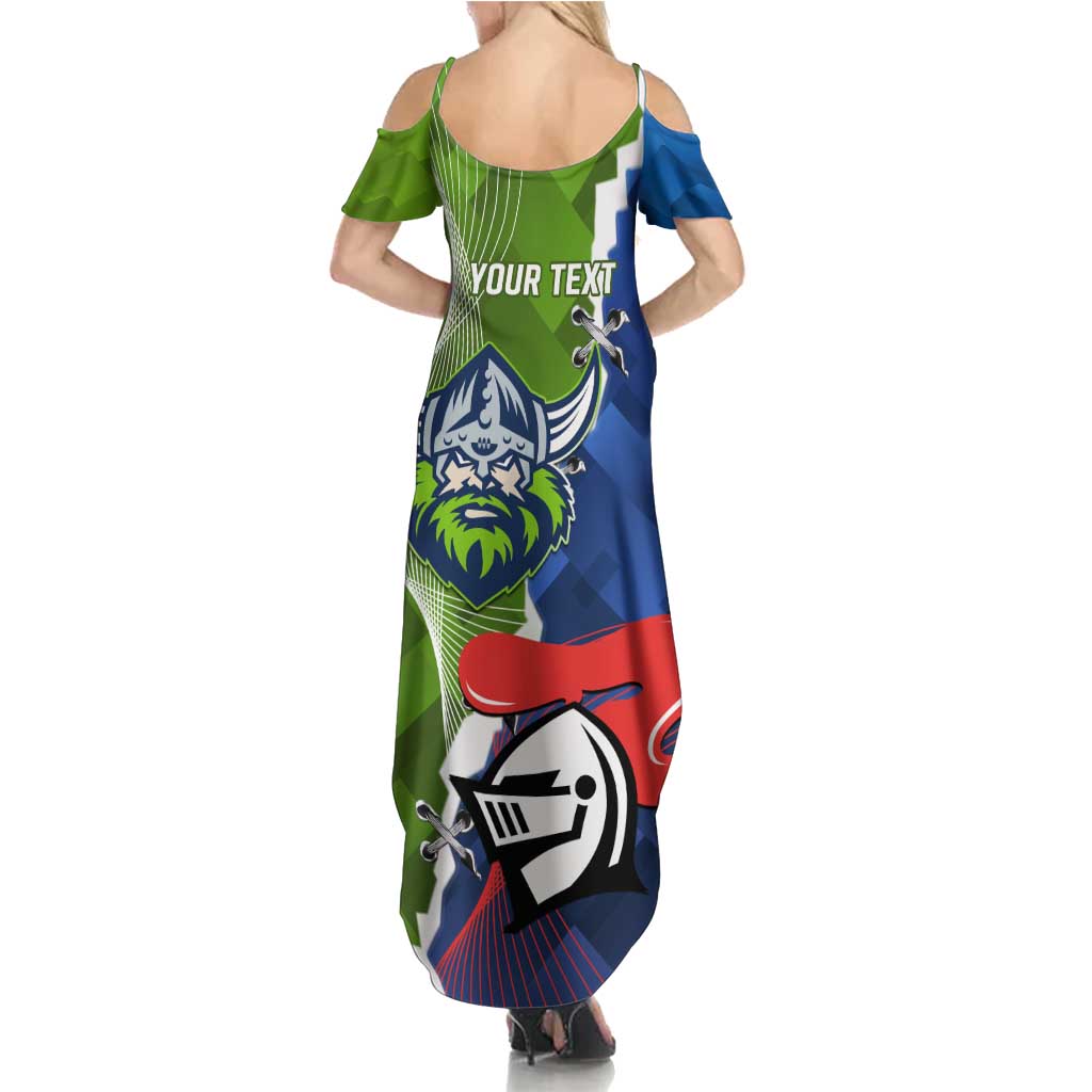 Personalised Knights and Raiders Family Matching Summer Maxi Dress and Hawaiian Shirt Dynamic Sporty Version