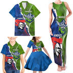 Personalised Knights and Raiders Family Matching Tank Maxi Dress and Hawaiian Shirt Dynamic Sporty Version