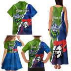 Personalised Knights and Raiders Family Matching Tank Maxi Dress and Hawaiian Shirt Dynamic Sporty Version