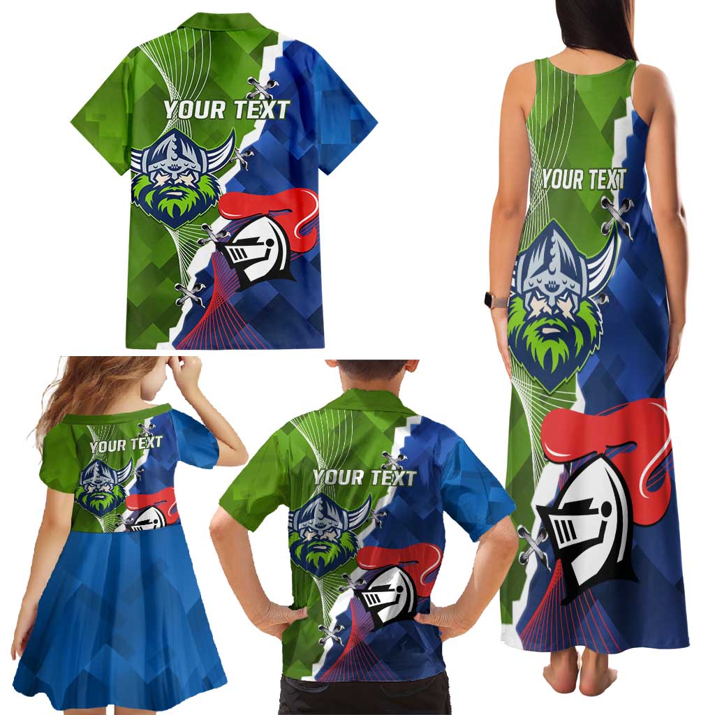 Personalised Knights and Raiders Family Matching Tank Maxi Dress and Hawaiian Shirt Dynamic Sporty Version