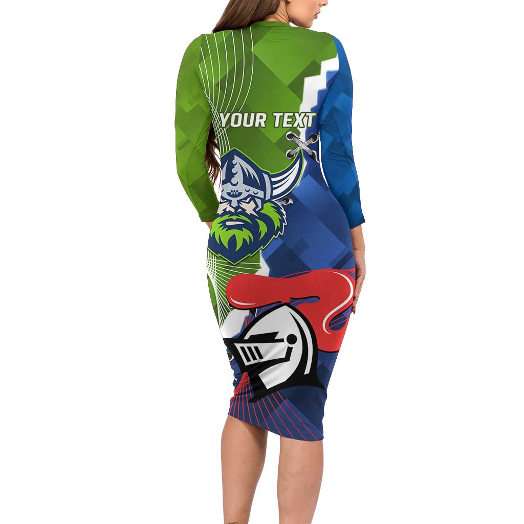 Personalised Knights and Raiders Long Sleeve Bodycon Dress Dynamic Sporty Version