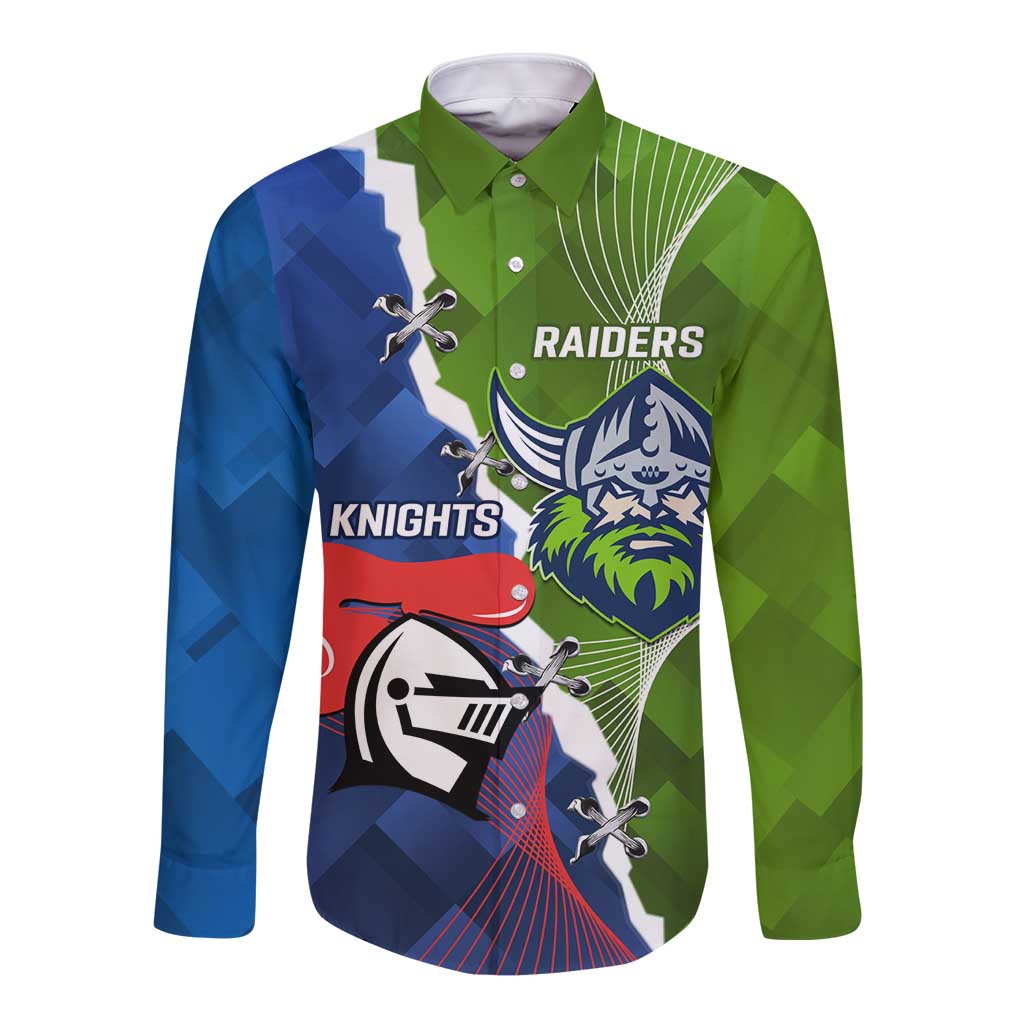 Personalised Knights and Raiders Long Sleeve Button Shirt Dynamic Sporty Version