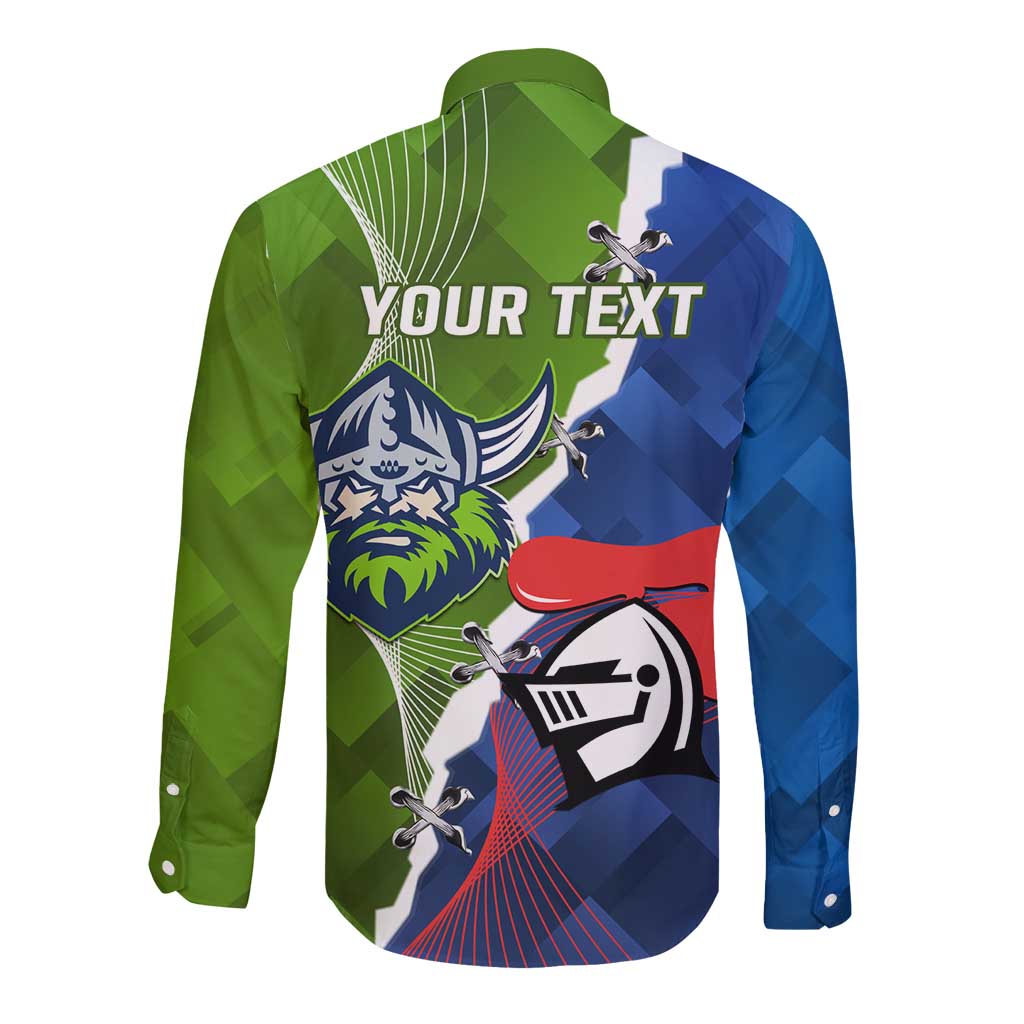 Personalised Knights and Raiders Long Sleeve Button Shirt Dynamic Sporty Version