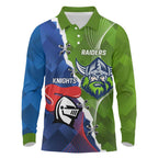 Personalised Knights and Raiders Long Sleeve Polo Shirt Dynamic Sporty Version