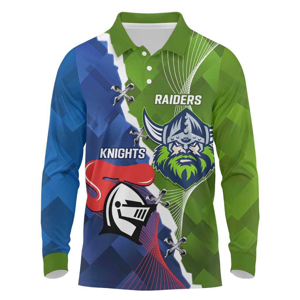 Personalised Knights and Raiders Long Sleeve Polo Shirt Dynamic Sporty Version