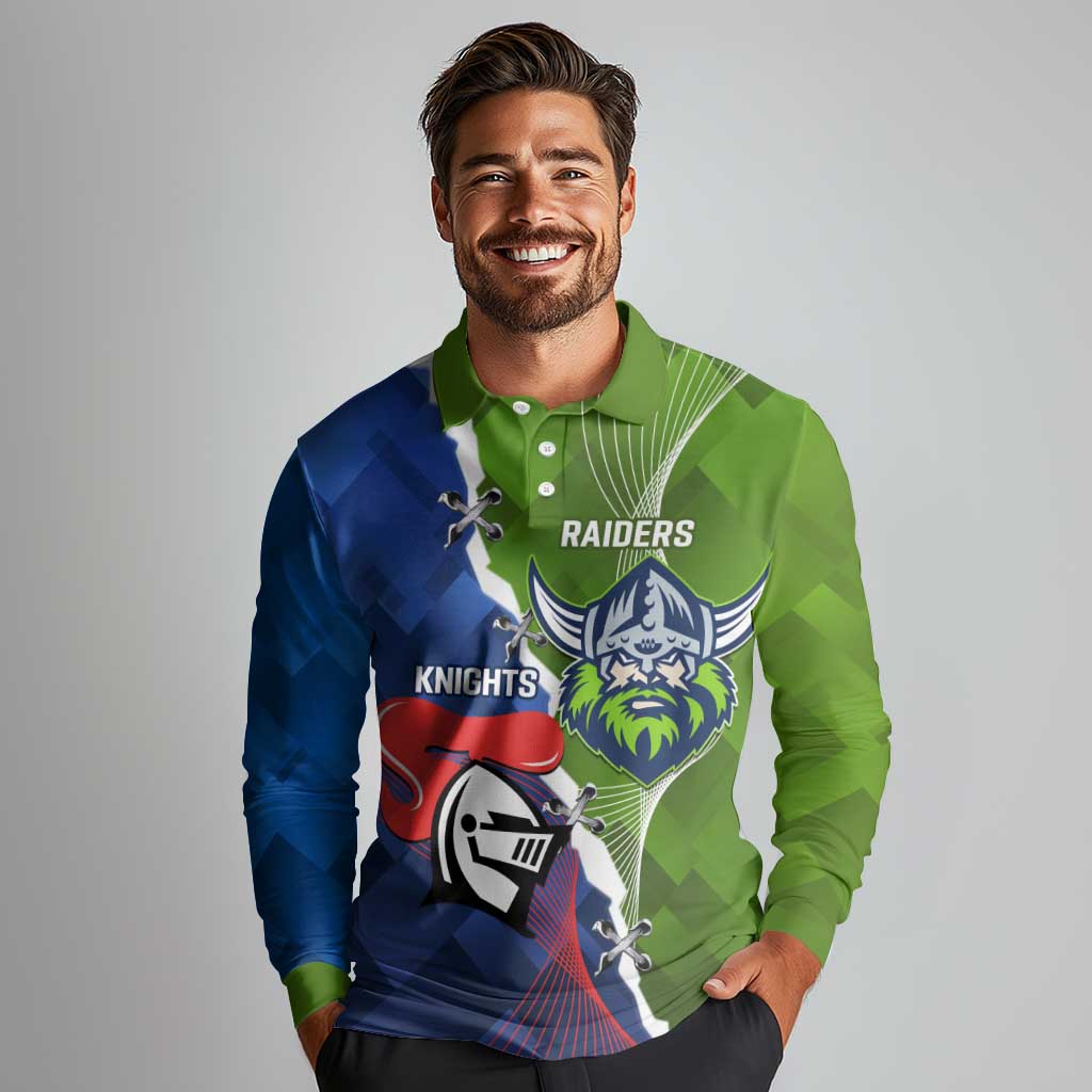 Personalised Knights and Raiders Long Sleeve Polo Shirt Dynamic Sporty Version